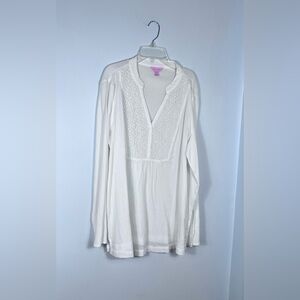 Lilly Pulitzer White Gauzy Tunic With Lace-Trim EXC